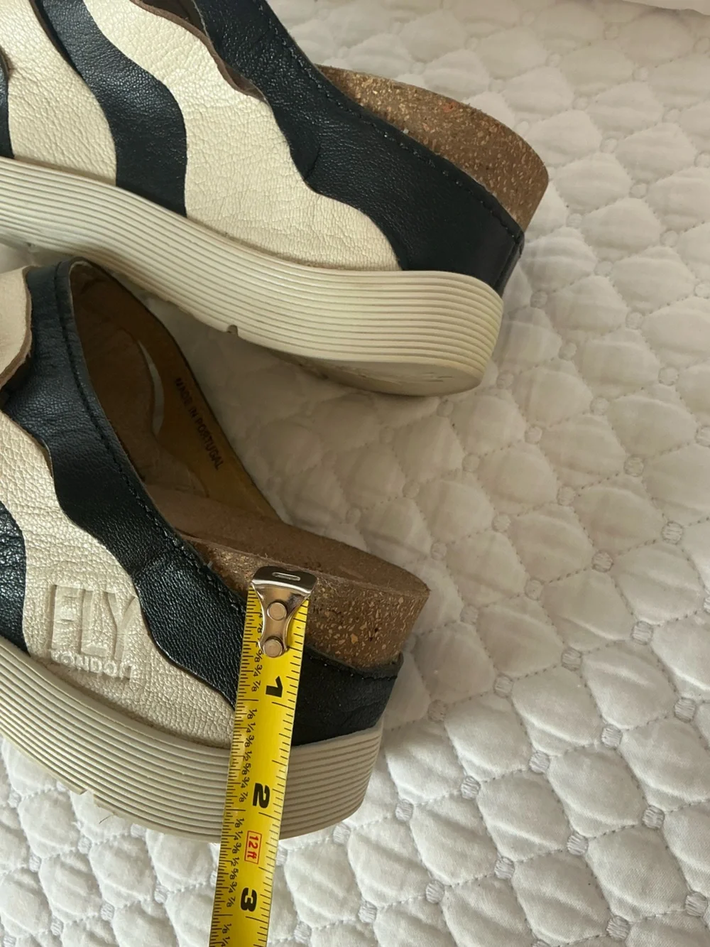 Fly London Wynt Zebra Stripe Leather Low Wedge Slide Sandals 39 (8-8,5 US)